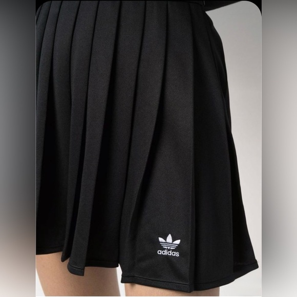 adidas Dresses & Skirts - adidas Black Pleated Skater Skirt with Trefoil